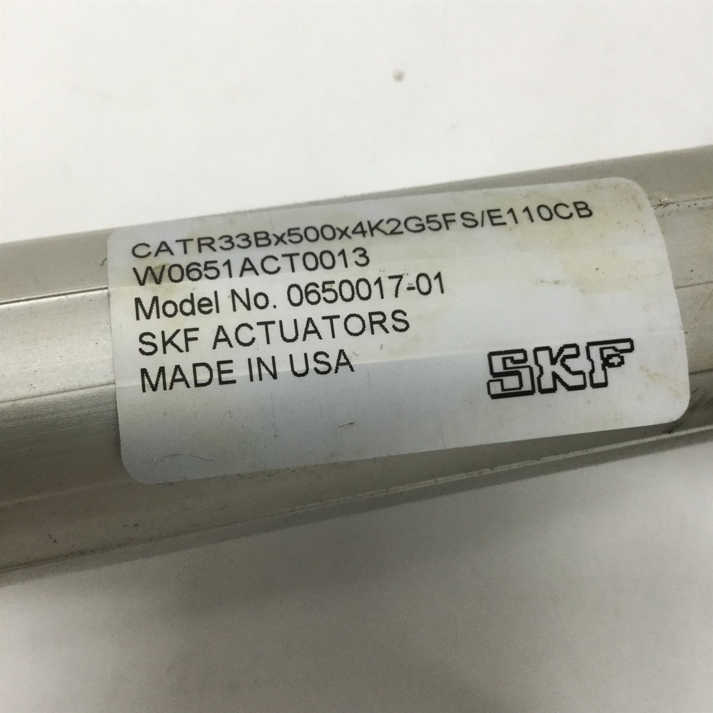 Used SKF CATR33Bx500x4K2G5FS/E110CB Ball Screw Linear Actuator 110VAC, 500mm Stroke