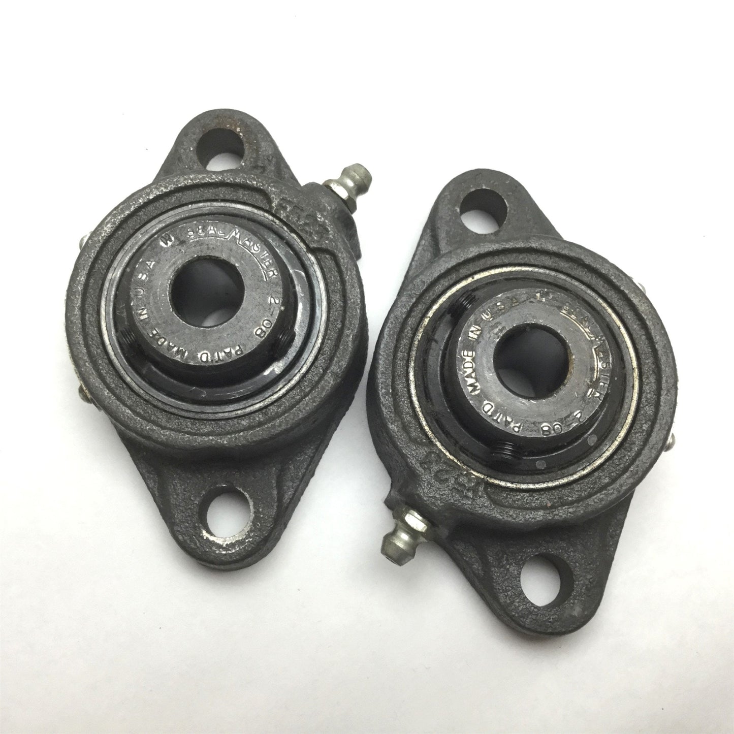 Used Lot of 2 Sealmaster SFT-8 2-Bolt Flange Bearing, Bore: 1/2", Bolt Spacing: 3"