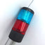 Used Telemecanique XVA-LC3 68mm Stack Light Tower, Red & Blue , Rod: 22.5", 3/4" NPT