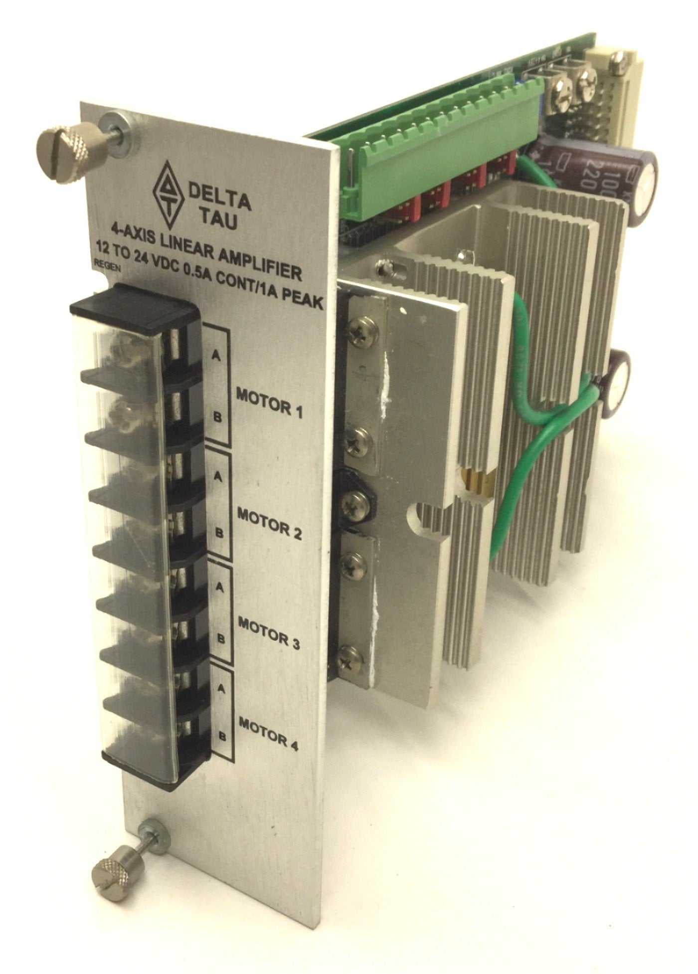 Used Delta Tau 603489-103 4-Axis Analog Linear Amplifier, +/-10V, 12-24VDC, 0.5A, 1A