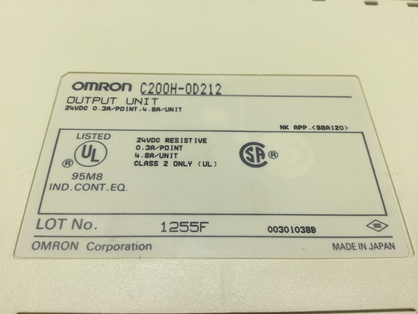 Used Lot of 4 Omron C200H-OD212 Solid State Output Unit Module, 24VDC 0.3A, 16-Point