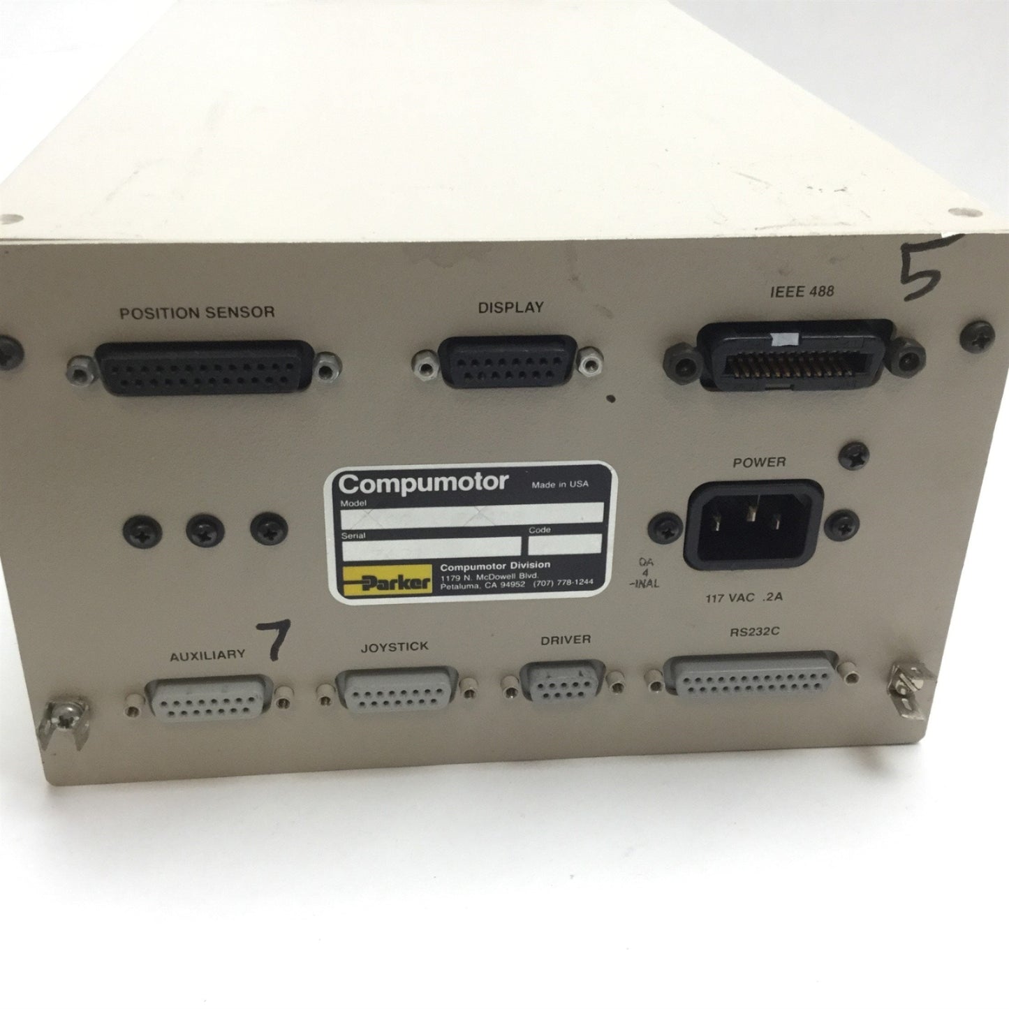 Used Parker 2100-1-P-488 Indexer, Power: 117VAC 0.2A, Interface: RS-232 IEEE-488