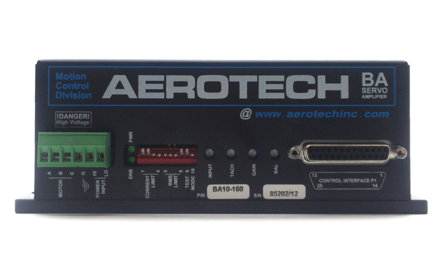 Used Aerotech BA10-160 Servo Amplifier, Out: 80-320VAC 3PH 3.5A 1360W In: 56-115VAC