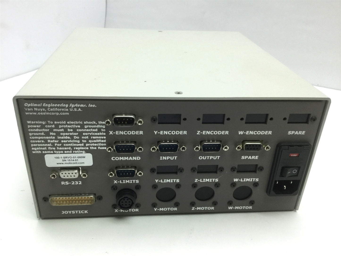 Used OES Moticont 100-1-SRVO-01-080W DC/Three Phase Servo Motion Controller