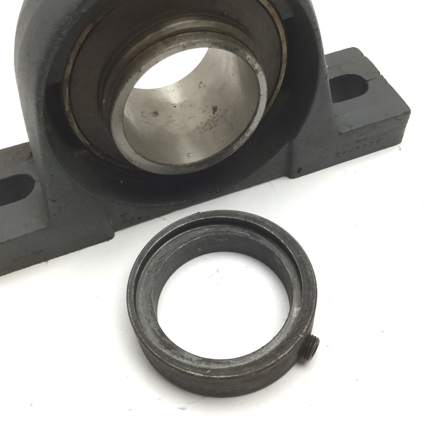 Used SKF SYH207X Pillow Block Bearing, Bore: 2.43", 2-Bolt Flange Base