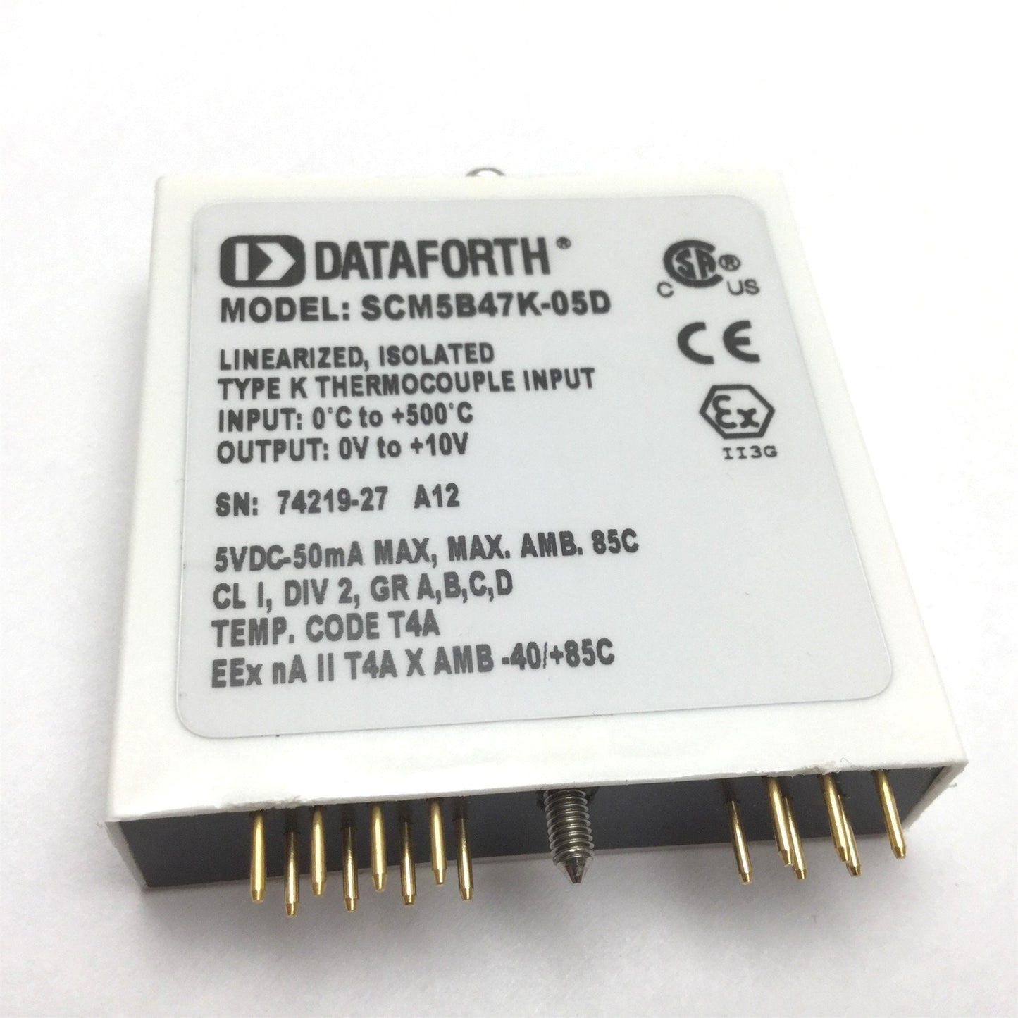 Used Dataforth SCM5B47K-05D Linearized Isolated Type K Thermocouple Input Module