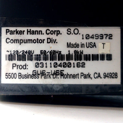 Used Parker GV6-U6E Gemini Servo Motor Drive/Amplifier Out: 70/340VDC In: 120/240VAC