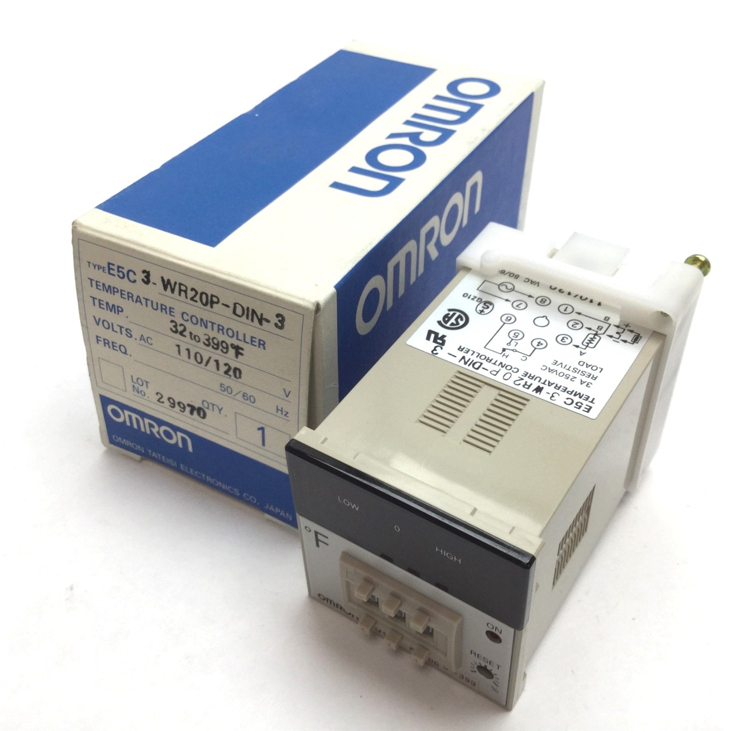 New Omron E5C3-WR20P-DIN-3 Temperature Controller, 0-399øF, Voltage: 110/120VAC