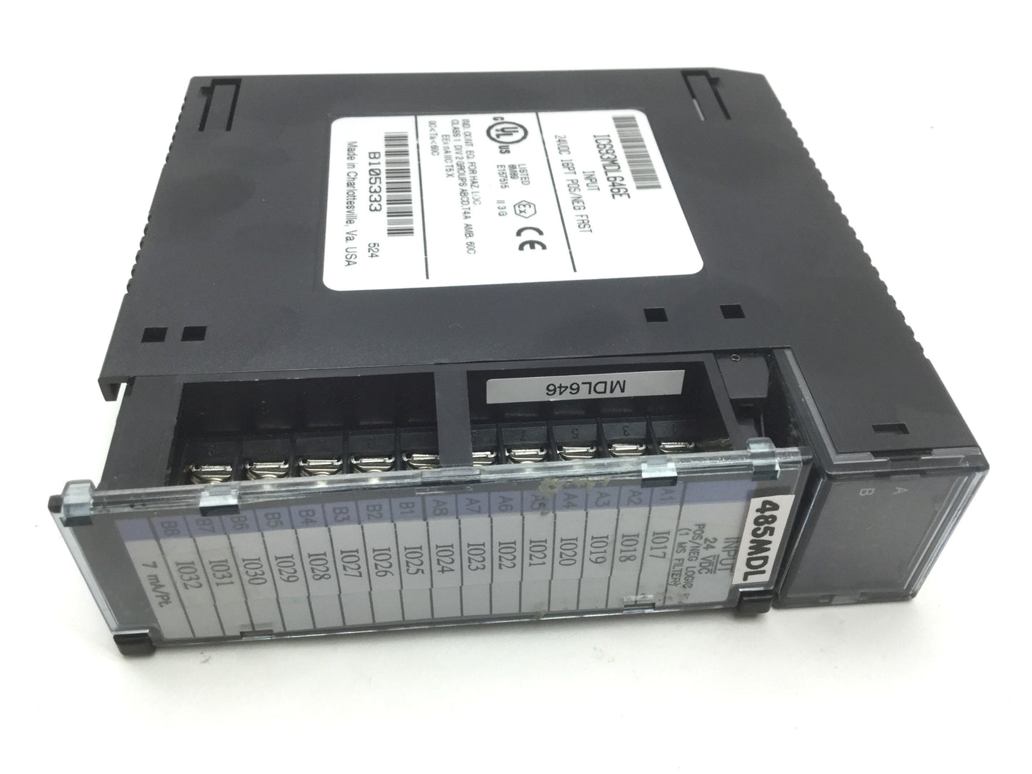 Used GE Fanuc IC693MDL646E Input Module, Series 90-30, 24VDC, 16PT, Pos/Neg Fast