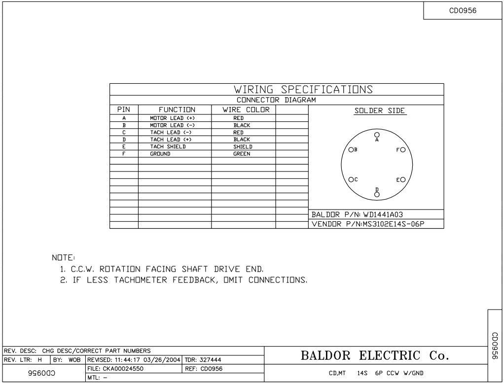 Used Baldor MT-2250-BCYCN DC Servomotor, NEMA 23, 40V DC, 5.5A, 5000RPM, 1/4" Shaft