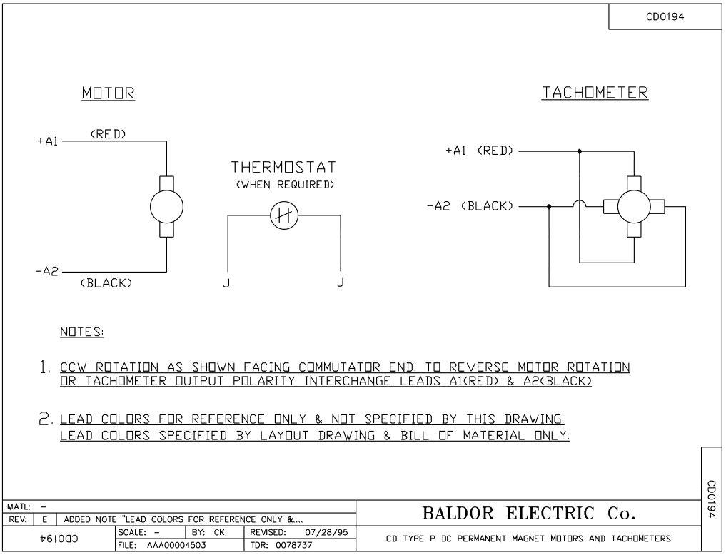 Used Baldor MT-2250-BCYCN DC Servomotor, NEMA 23, 40V DC, 5.5A, 5000RPM, 1/4" Shaft