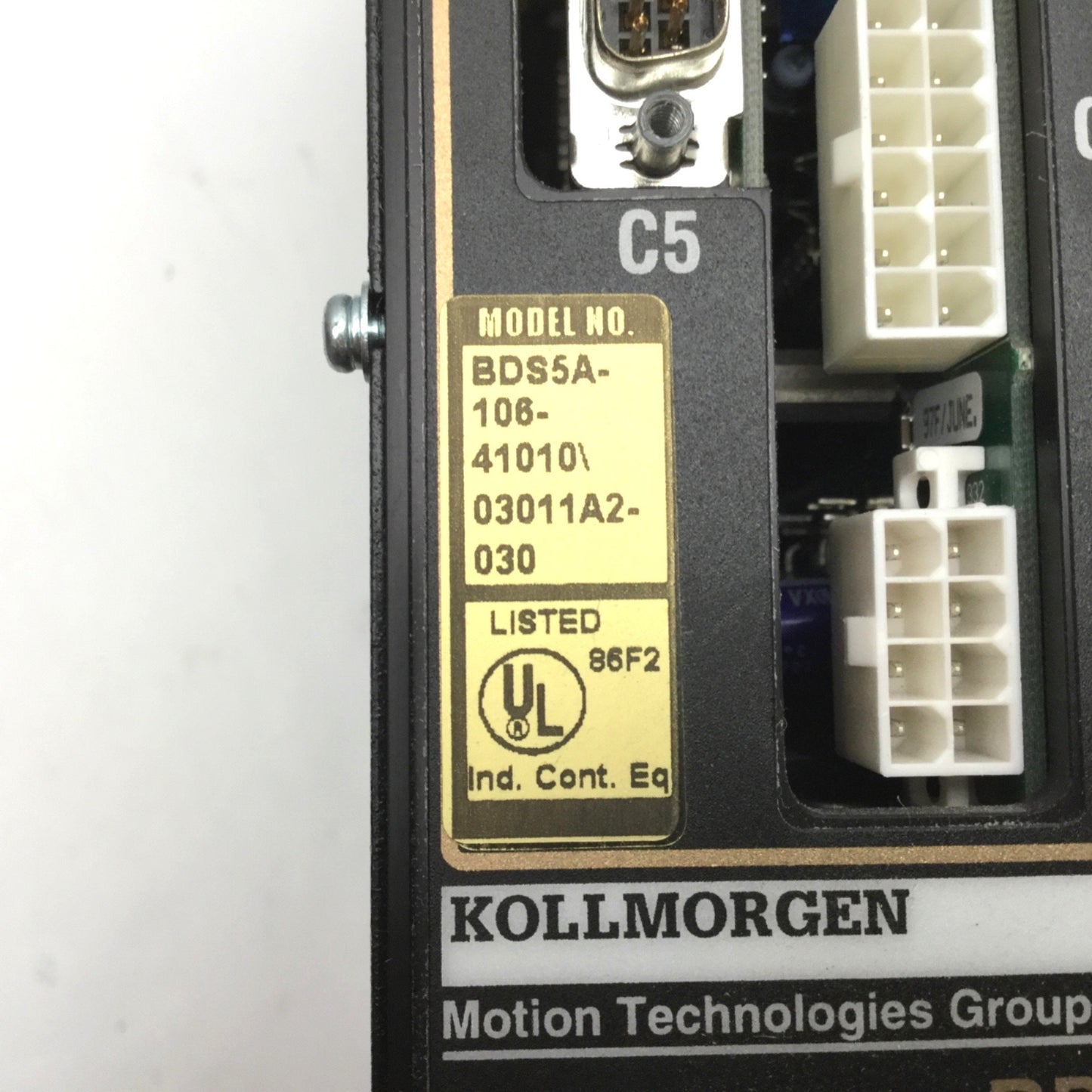 Used Kollmorgen BDS5A-106-41010 Servo Drive Rev 1, In: 140VDC 9A, Out: 115VAC 6A