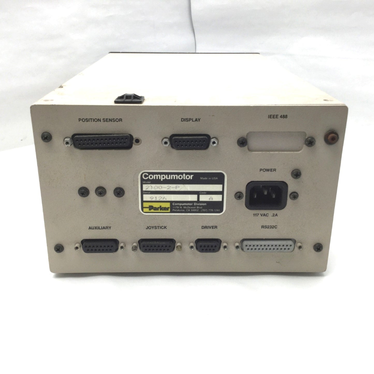 Used Parker 2100-2-P Compumotor 2100 Series Indexer 117 VAC at 50 to 60 Hz 0.25A