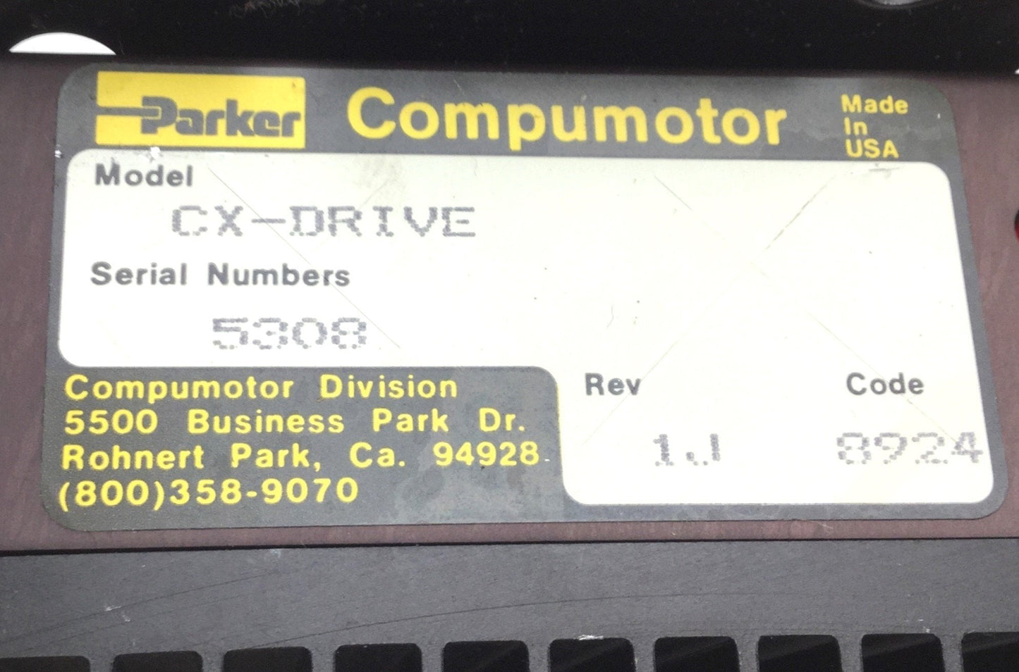 Used Parker CX-Drive Rev 1J Compumotor Stepper Motor Drive, Voltage: 12-90VDC, 5A