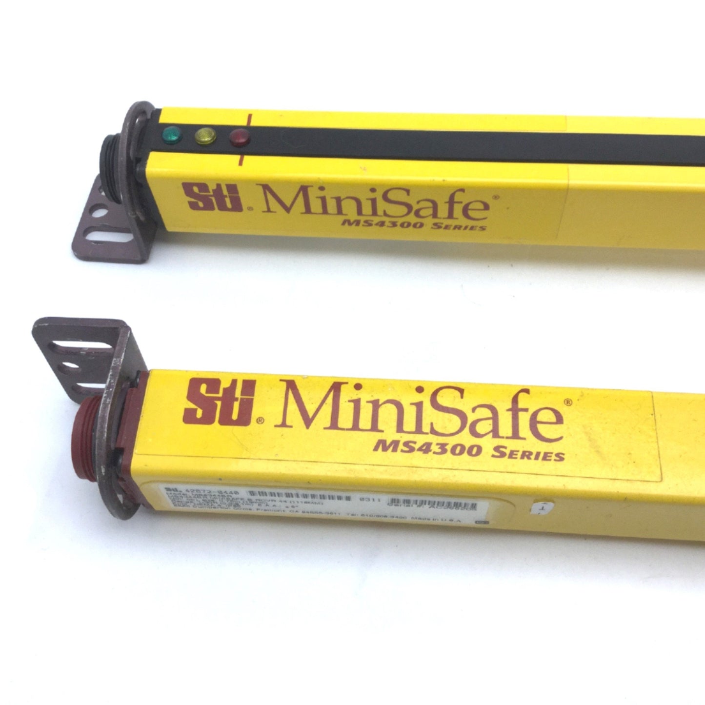 Used STI MS4344BX & MS4344BR MiniSafe-B Safety Light Curtain Transmitter & Receiver