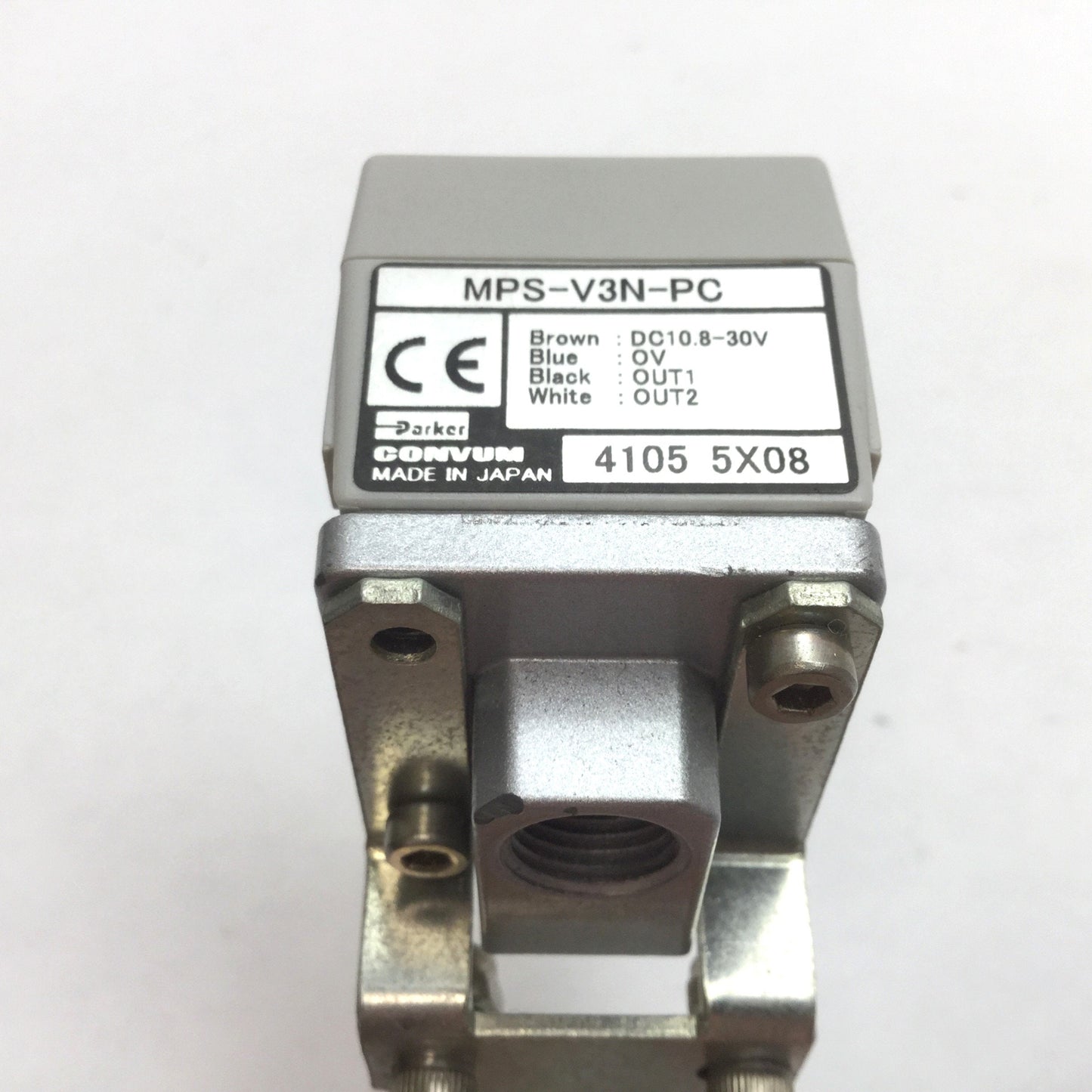 Used Parker MPS-V3N-PC Vacuum Pressure Sensor, Range: 0 to -30inHg, 1/8 NPSF, 4-Pin