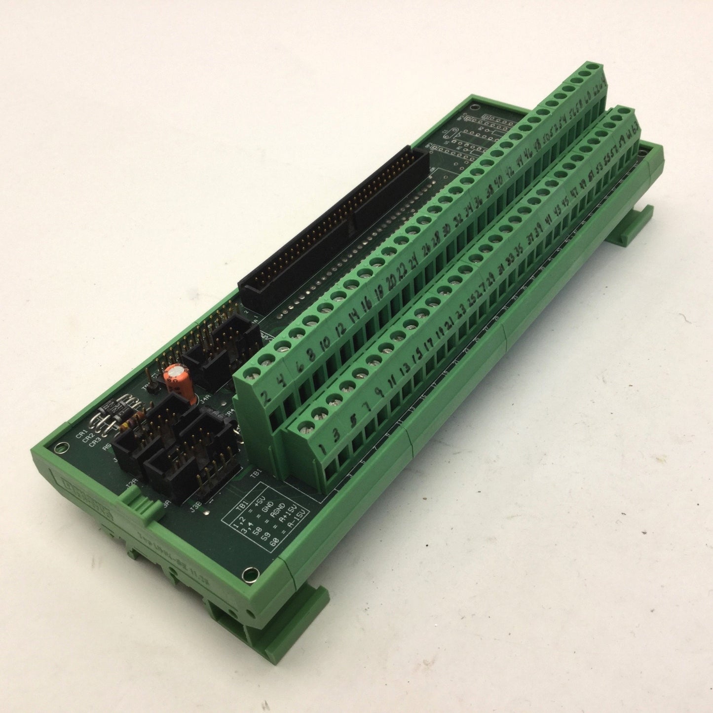 Used Delta Tau 602205-100 Break Out Board, DIN Rail, 64 Terminals, ACC8-D PMAC 60-Pin