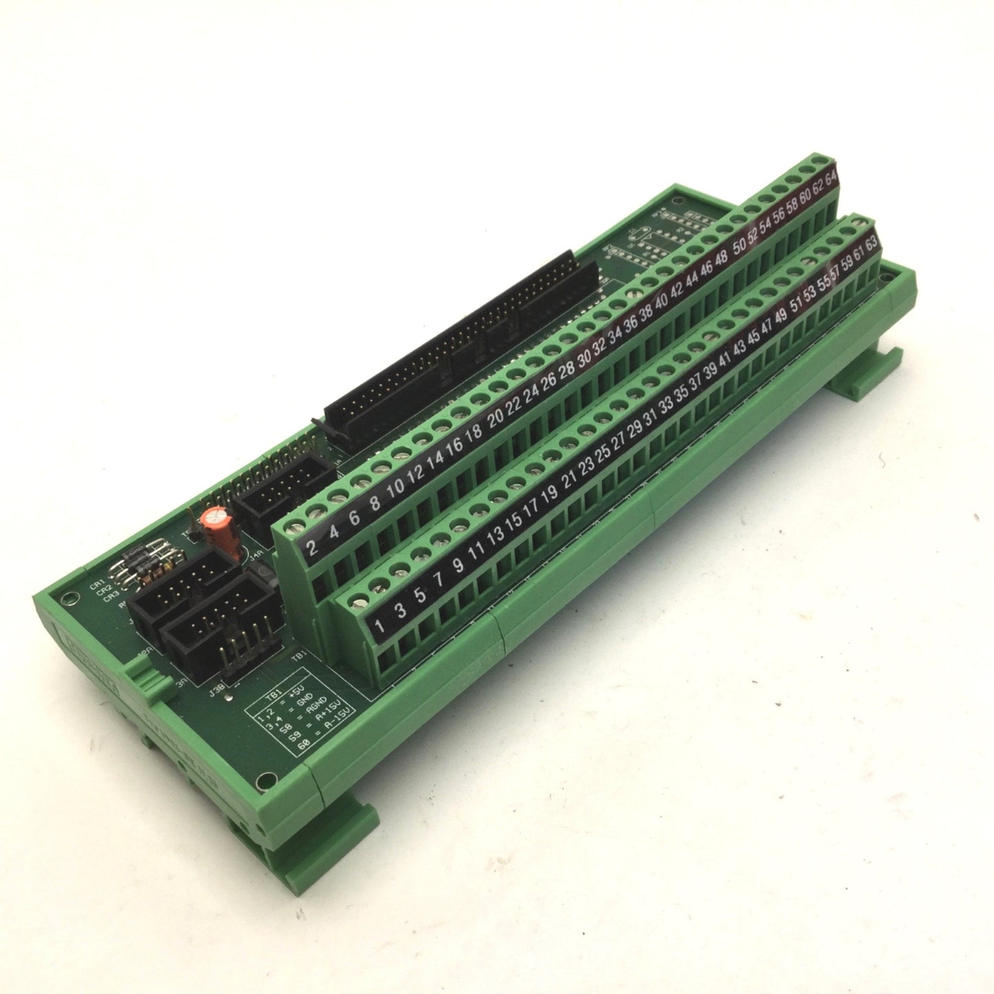 Used Delta Tau 602205-101 Break Out Board, DIN Rail, 64 Terminals, ACC8-D PMAC 60-Pin