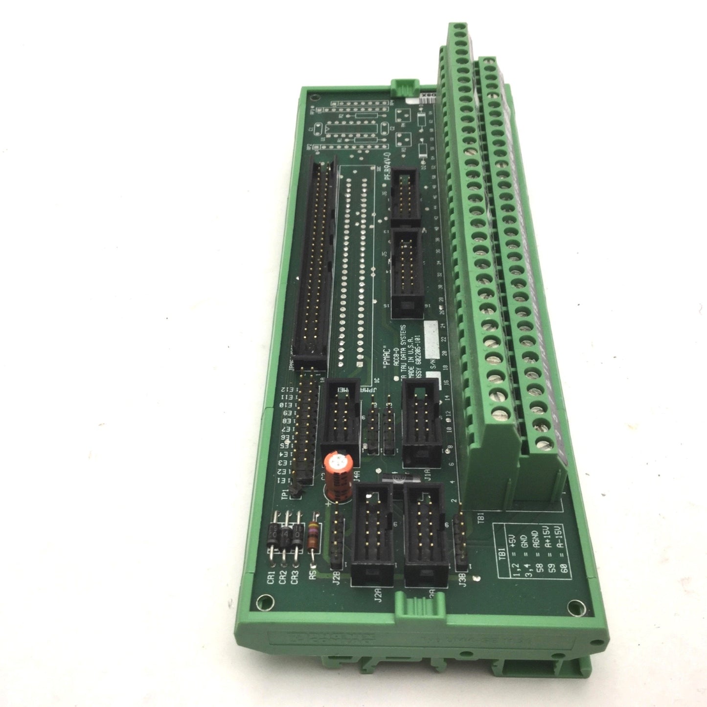 Used Delta Tau 602205-101 Break Out Board, DIN Rail, 64 Terminals, ACC8-D PMAC 60-Pin