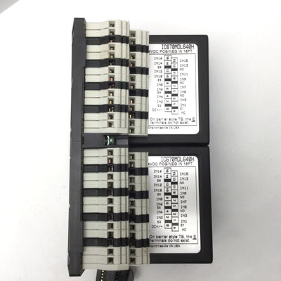 Used Lot of 2 GE Fanuc IC670MDL640H 24VDC Pos/Neg Input Modules On IC670CHS002E Base