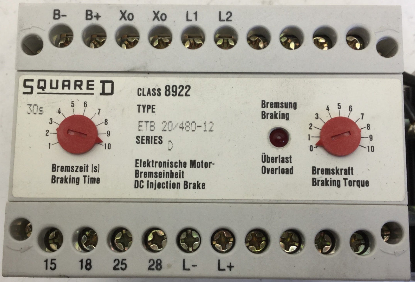 New Square D ETB 20/480-12 DC Injection Brake Module, Series D, Class 8922