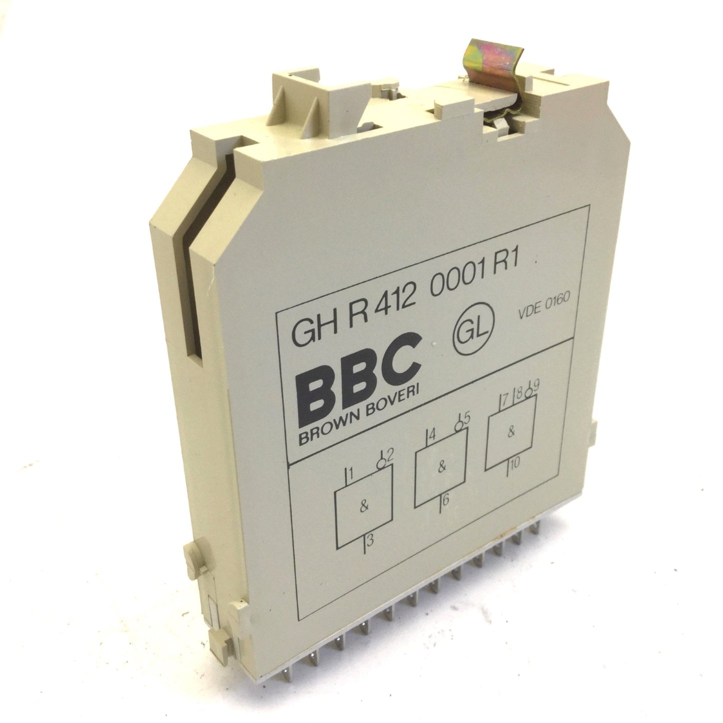 Used BBC GH R 412 0001 R1 Brown Boveri VDE 0160 Input/Output Module, 3.5"x4"x0.75"