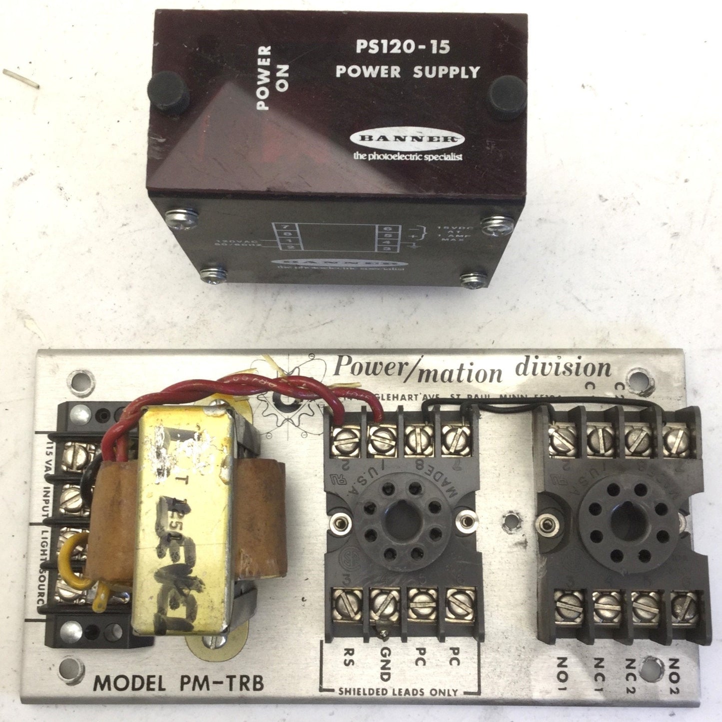 Used Power/Mation PM-TRB Base With Banner PS120-15 Sensor Power Supply, 115VAC