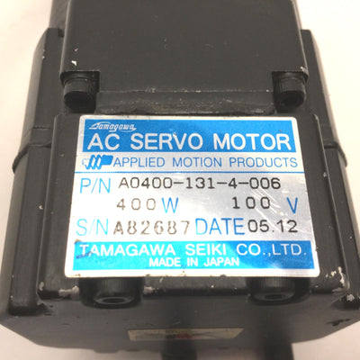 Used Applied Motion A0400-131-4-006 AC Servo Motor 400W 100VAC Shaft Diameter: 1/2"