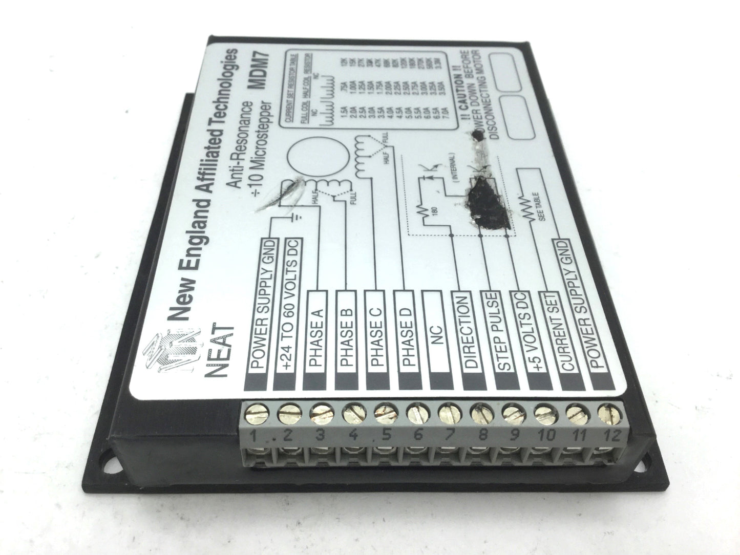 Used NEAT MDM7 Anti-Resonance ö10 Microstepper Voltage 24-60VDC 12 Screw Terminals