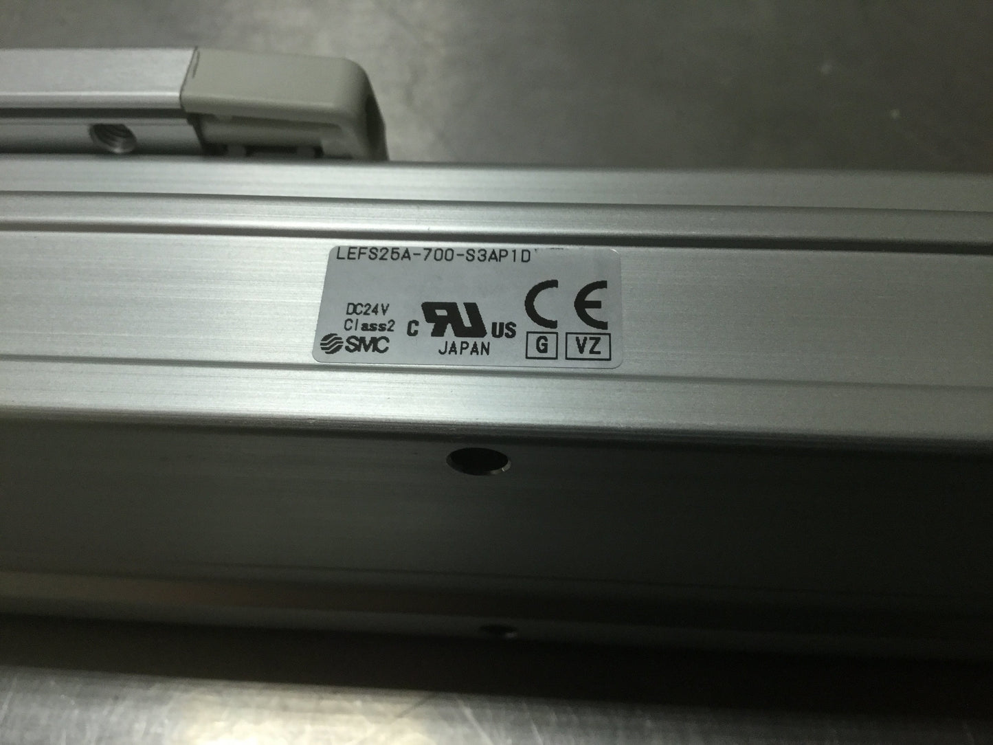 Used SMC LEFS25A-700-S3AP1D Ball Screw 24VDC Stepper. Lead: 12mm, Stroke: 700mm