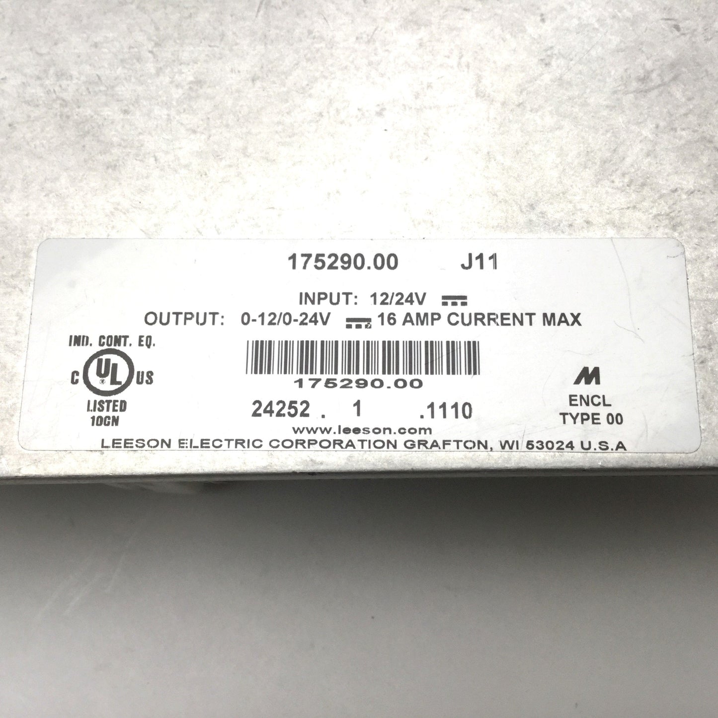 Used Leeson Electric 175290 Motor Controller Input: 12/24VDC, Out: 0-12/0-24VDC, 16A