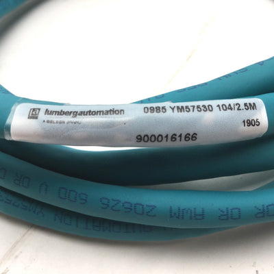 Used Lumberg Automation 0985 YM57530 104/2.5M Industrial Ethernet Cable, 2.5m, CAT 5e