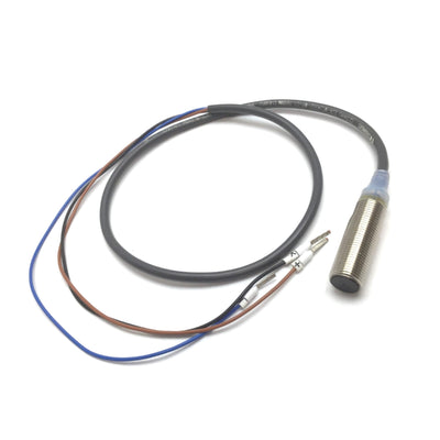 Used Omron E2A-M12KS02-WP-C1 Proximity Sensor, Range: 2mm, 12-24VDC, NPN N/O, M12