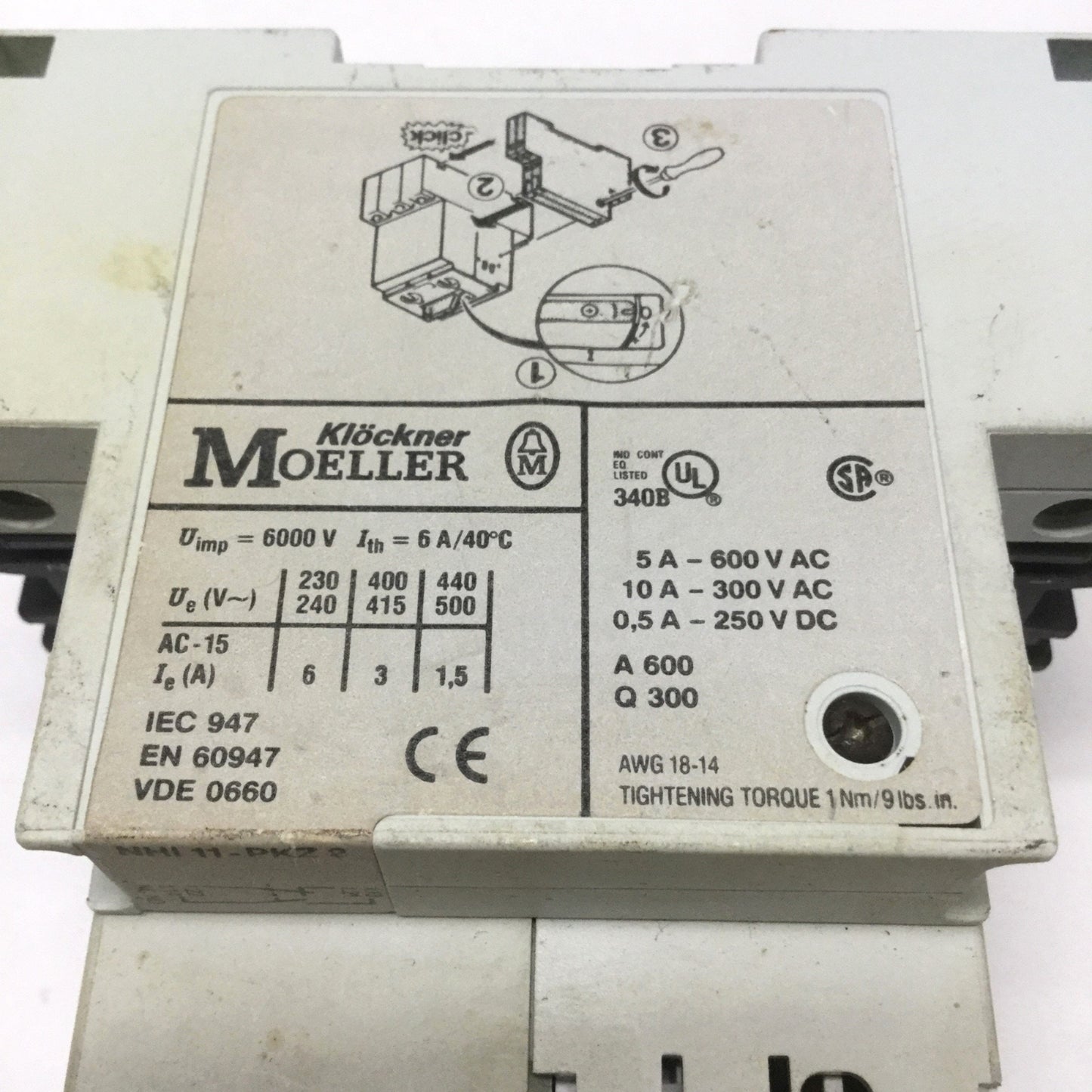 Used Moeller ZM-1,6-PKZ2 Adjustable Motor Protector, 3PH, 0.75HP, 1-1.6A /14-22A