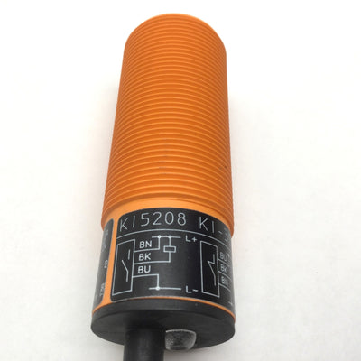 Used IFM KI5208 Capacitive Sensor, NO/NC Programable NPN, 15mm, 10-36VDC, M30 x 1.5