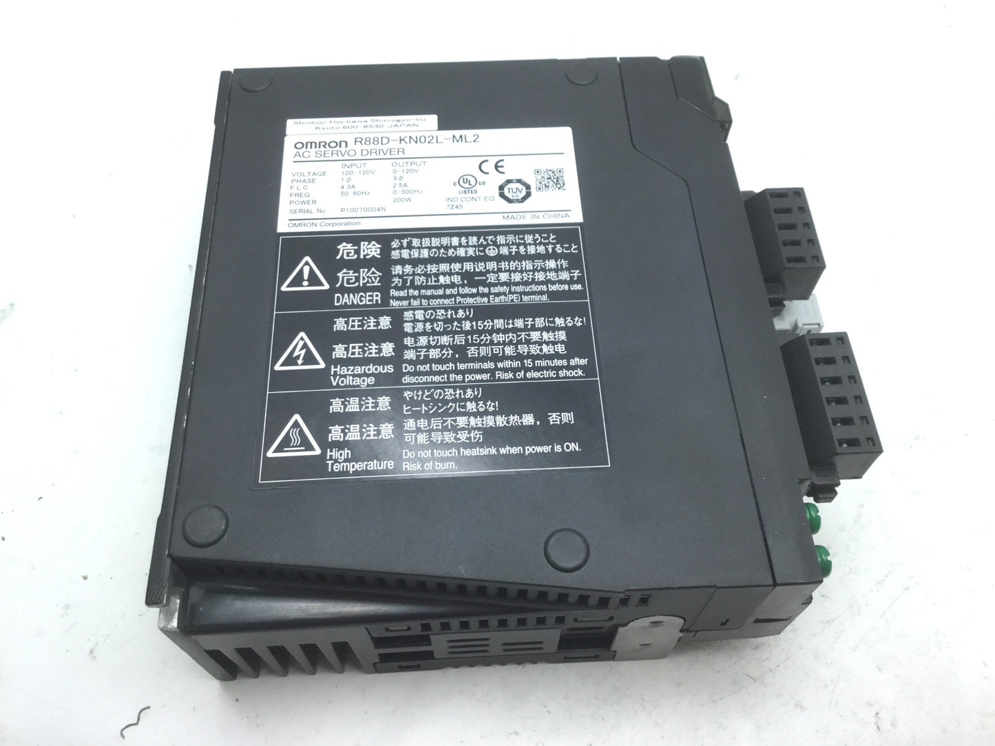 Used Omron R88D-KN02L-ML2 Servo Drive Mechatrolink-II 200W In 100-120VAC Out 0-120VAC