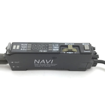 Used SUNX FX-301 NAVI Advanced Digital Fiber Sensor With Cable, *Missing Cover*