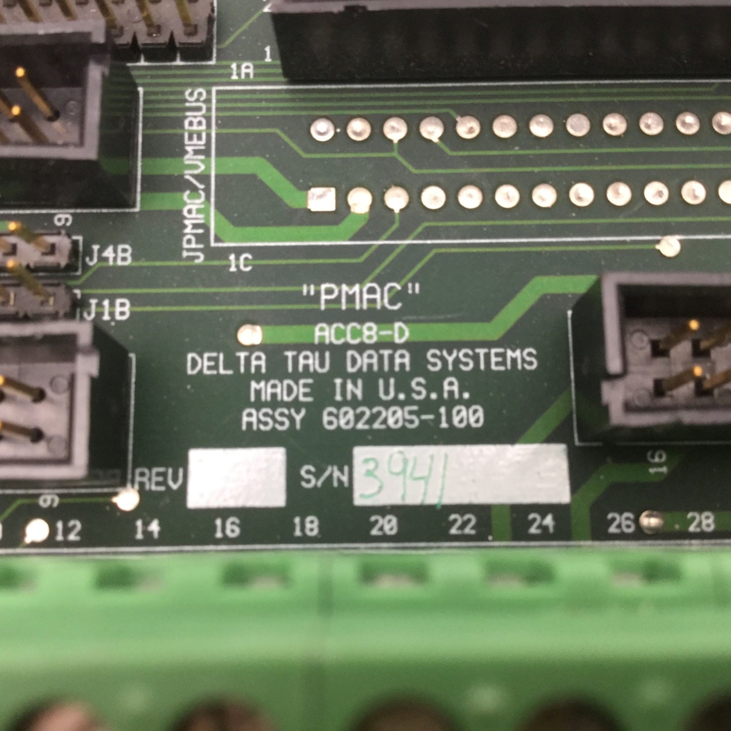 Used Delta Tau 602205-100 ACC8-D PMAC 60-Pin Break Out Board, 64 Terminals DIN Rail