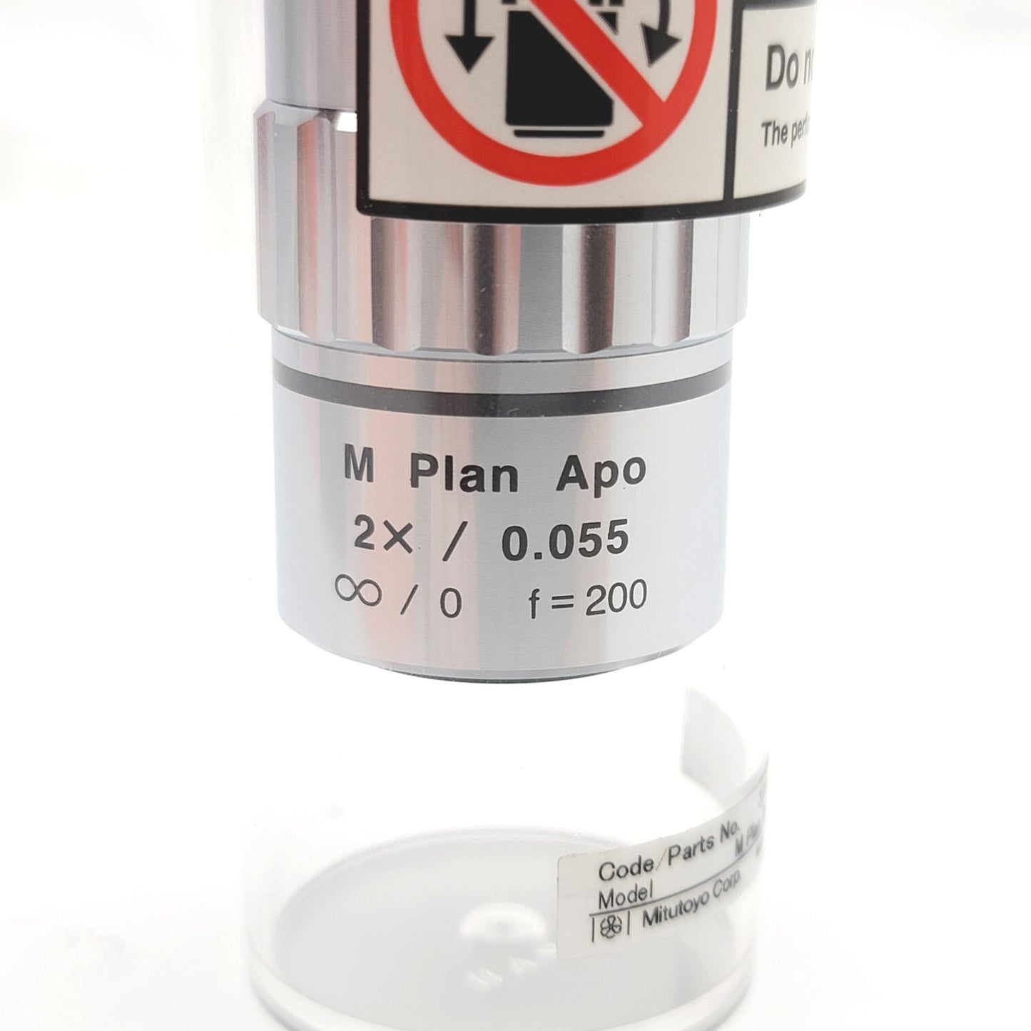 New – Open box Mitutoyo M Plan APO 2X/0.055 Camera Objective Lens, f: 200mm, Mag: 2x, M26x36