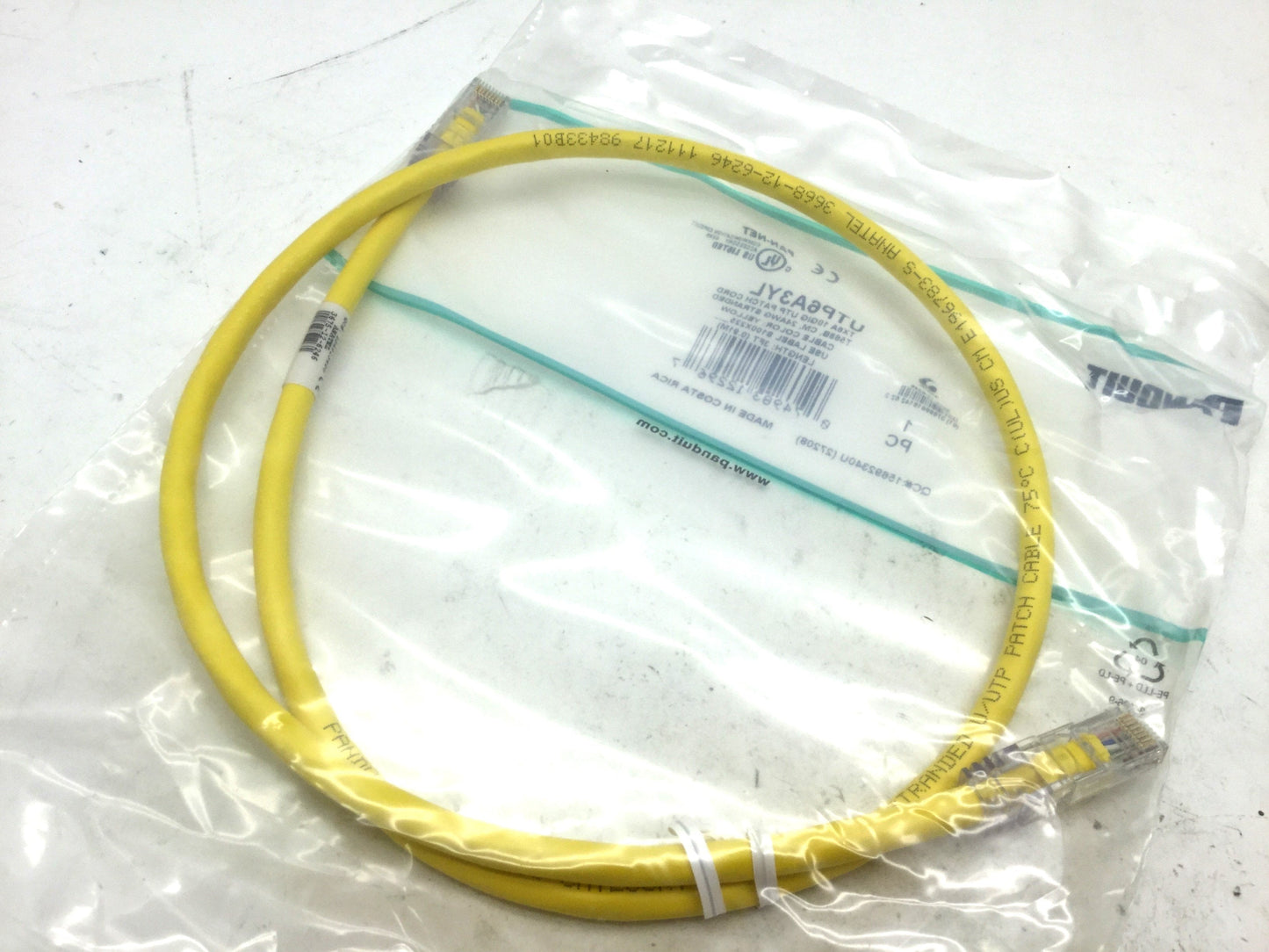 New Box of 10 New Panduit UTP6A3YL Patch Cords W/ MaTriX Tech 3' CAT 6A 10GB Yellow