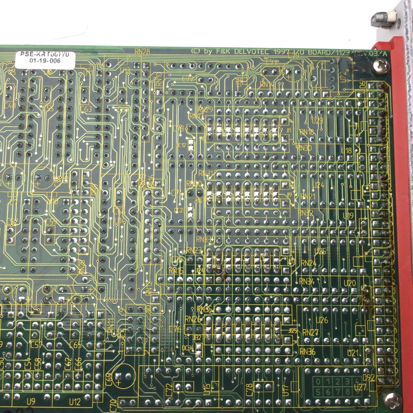 Used F&K Delvotec 1997 Board/1123/Rev.3/B I/O Board, 1x 96-Pin Header