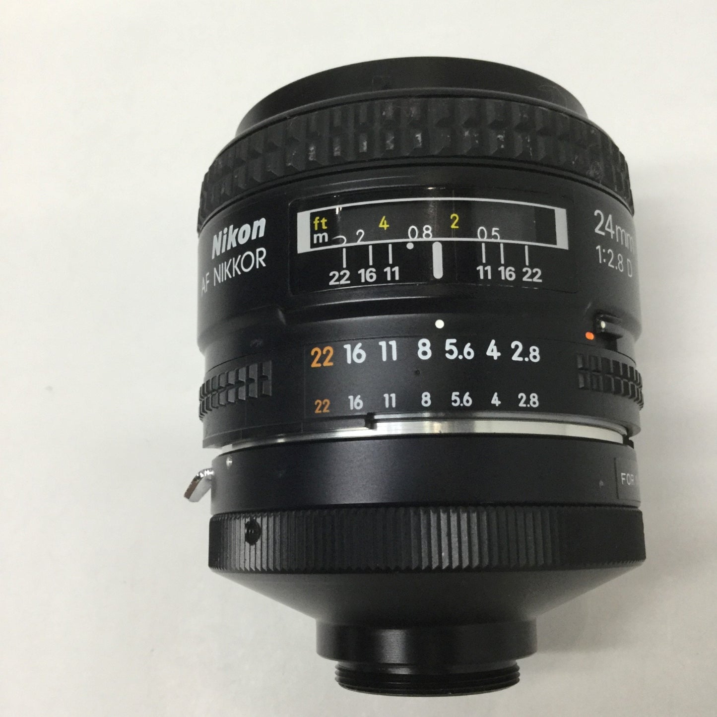 Used Nikon AF NIKKOR 24mm f/2.8D Wide Angle Camera Lens 1:2.8 w/ C-Mount Adapter