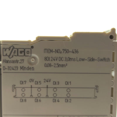 Used WAGO 750-436 Digital Input Module, Low Side Switching, 8 Inputs, 24VDC 0.5A