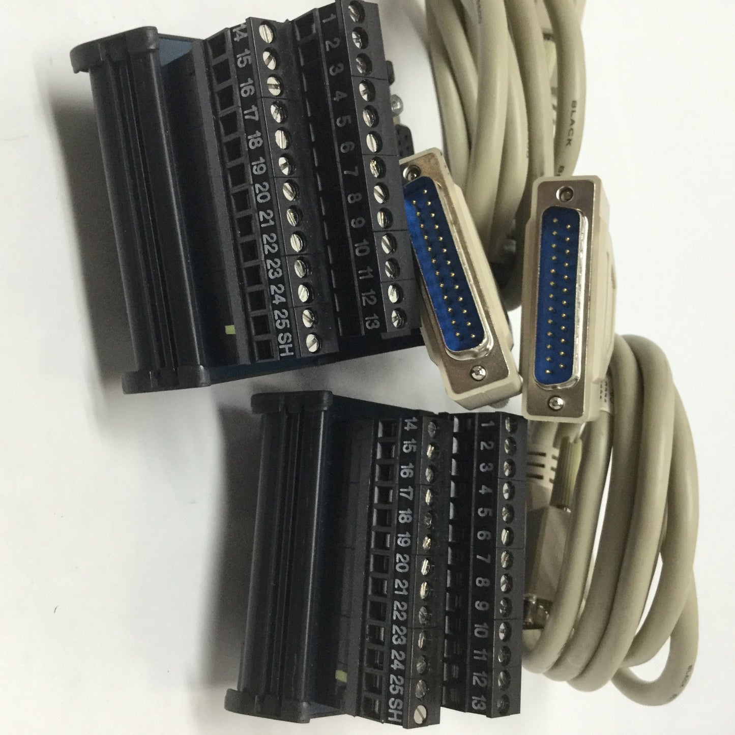 Used Lot of 2 Parker VM25 Breakout Board Screw Terminal Modules w/DSub 25-Pin Cable