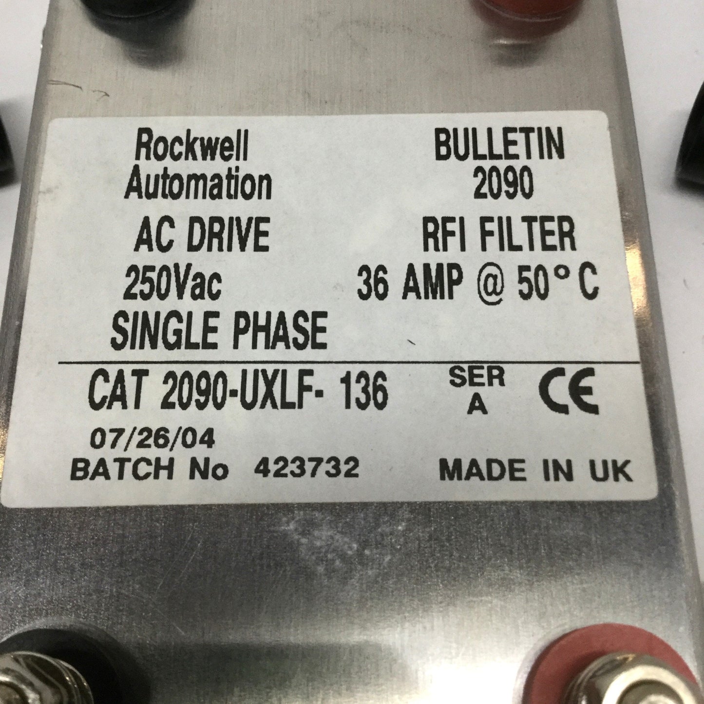 Used Allen Bradley 2090-UXLF-136 Rockwell Automation AC Drive RFI Filter 36A 250VAC