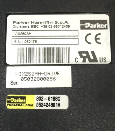 Used Parker VIX250AH Low Voltage Compact Servo Motor Drive Controller 250VA, RS232