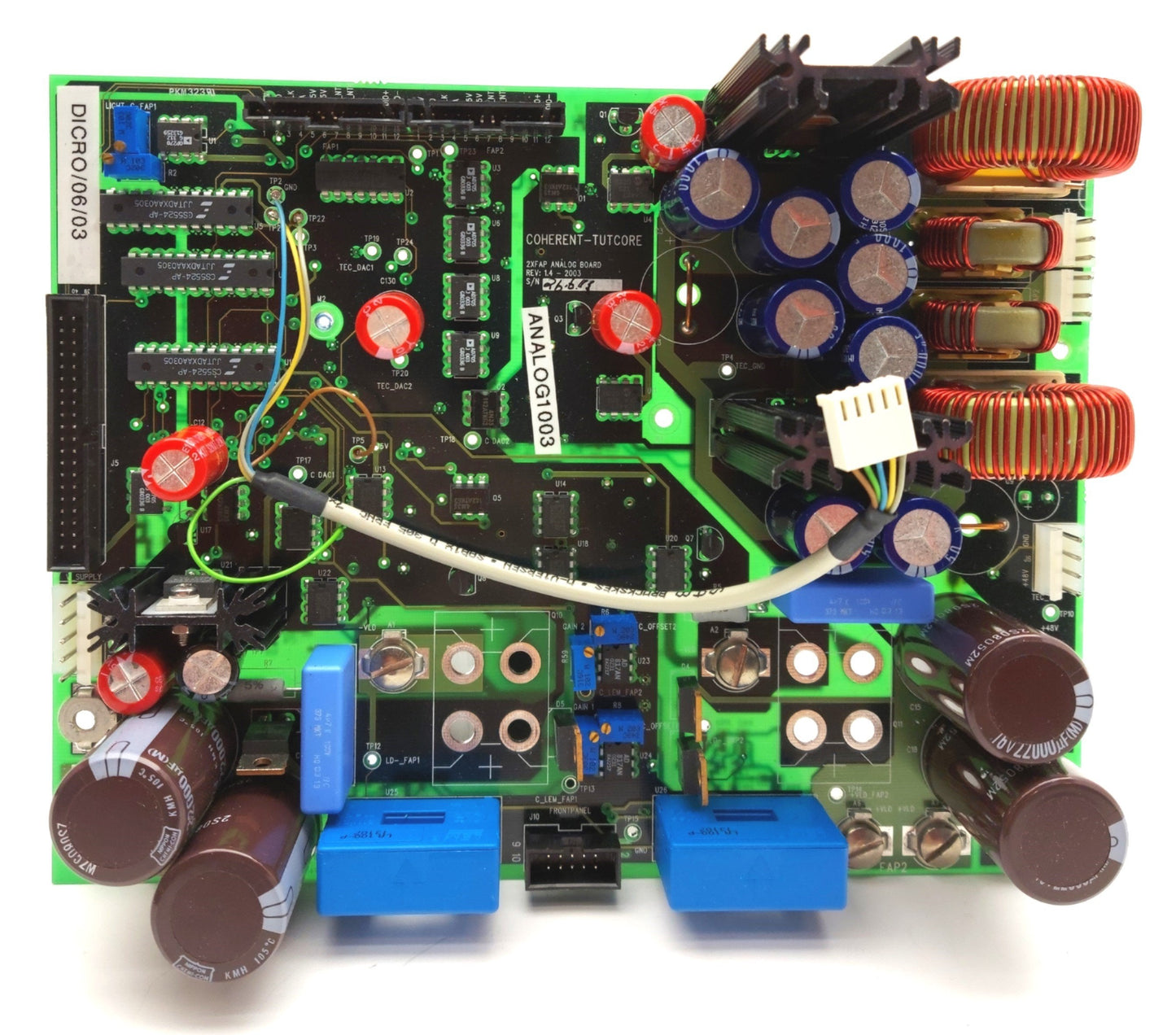 Used Coherent Rev. 1.4 Duo FAP LASER Analog Control Board, 50/10-Pin Header