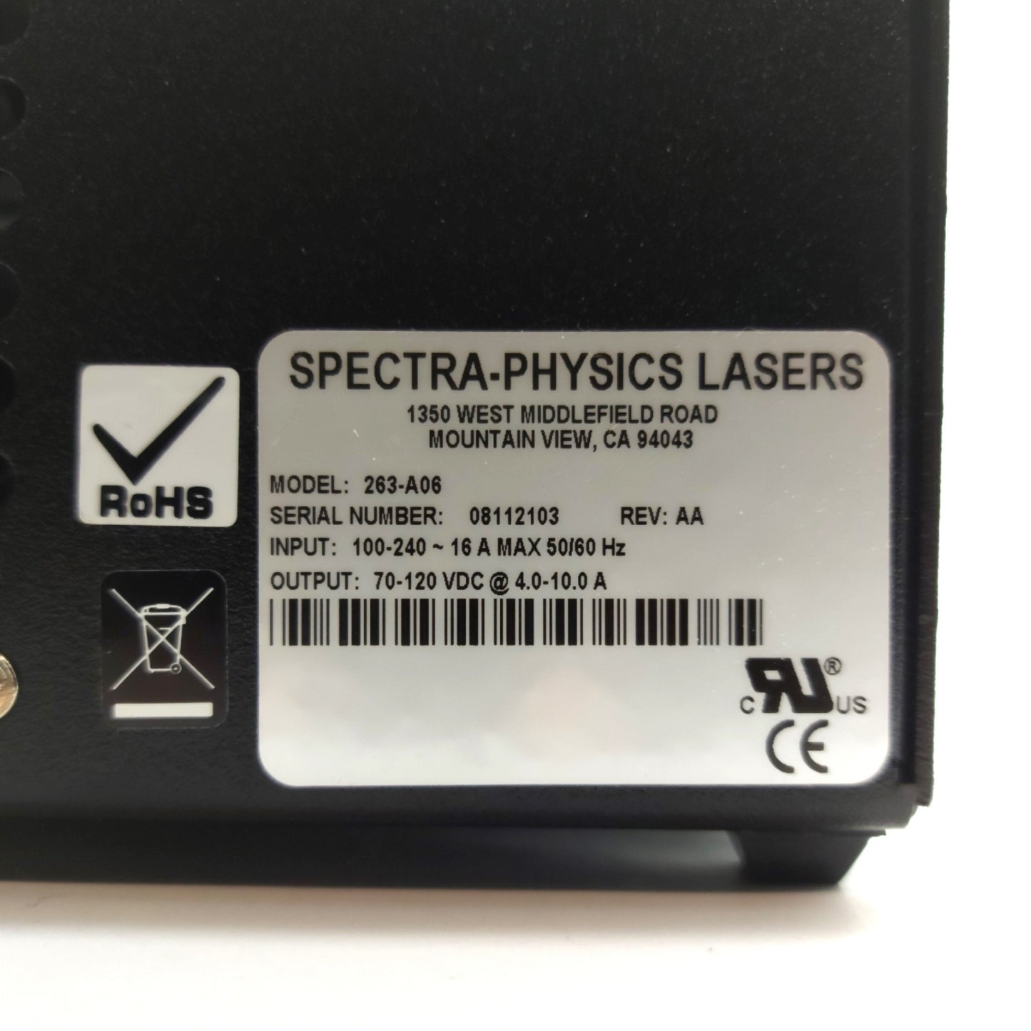 New Other Spectra Physics 263-A06 Laser Power Supply, Out: 70-120VDC 4-10A In: 100-240VAC