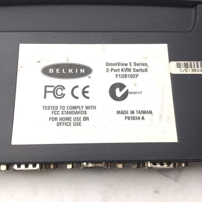 Used Belkin F1DB102P OmniView 2-Port KVM Switch, PS/2 Platform