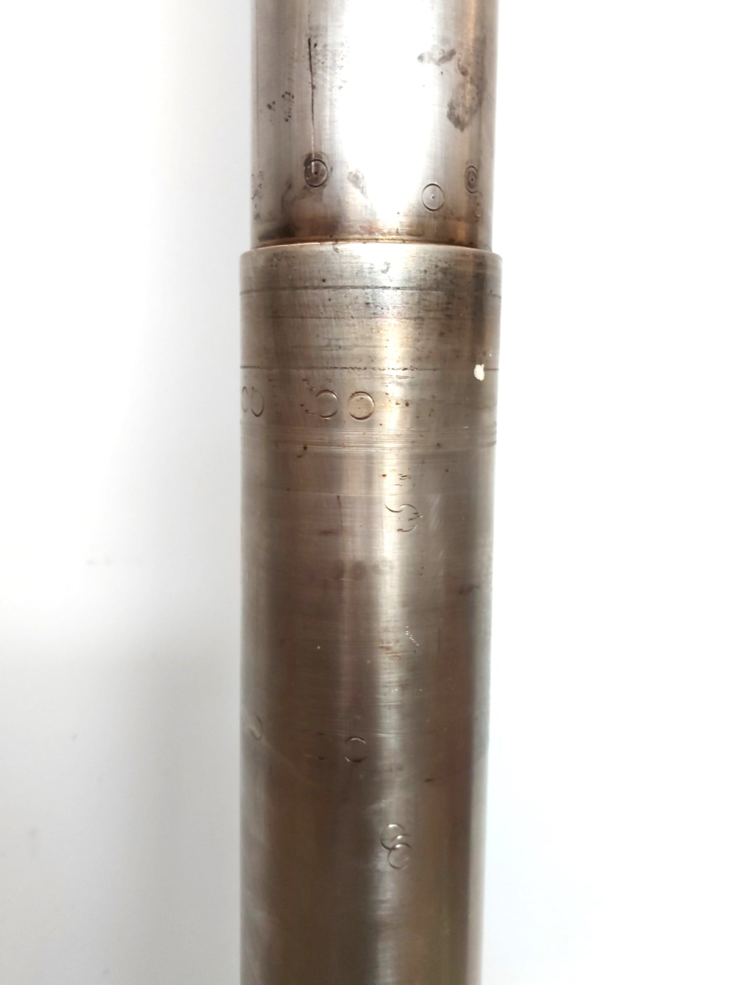 Used SS Rotary Shaft 2 3/4" to 3" End Diameter 3 3/4 x 5/8" 9 x 3/4" Keyway 50" Long